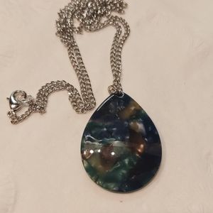 ❤️ Boho Blue/green marbled pendant necklace